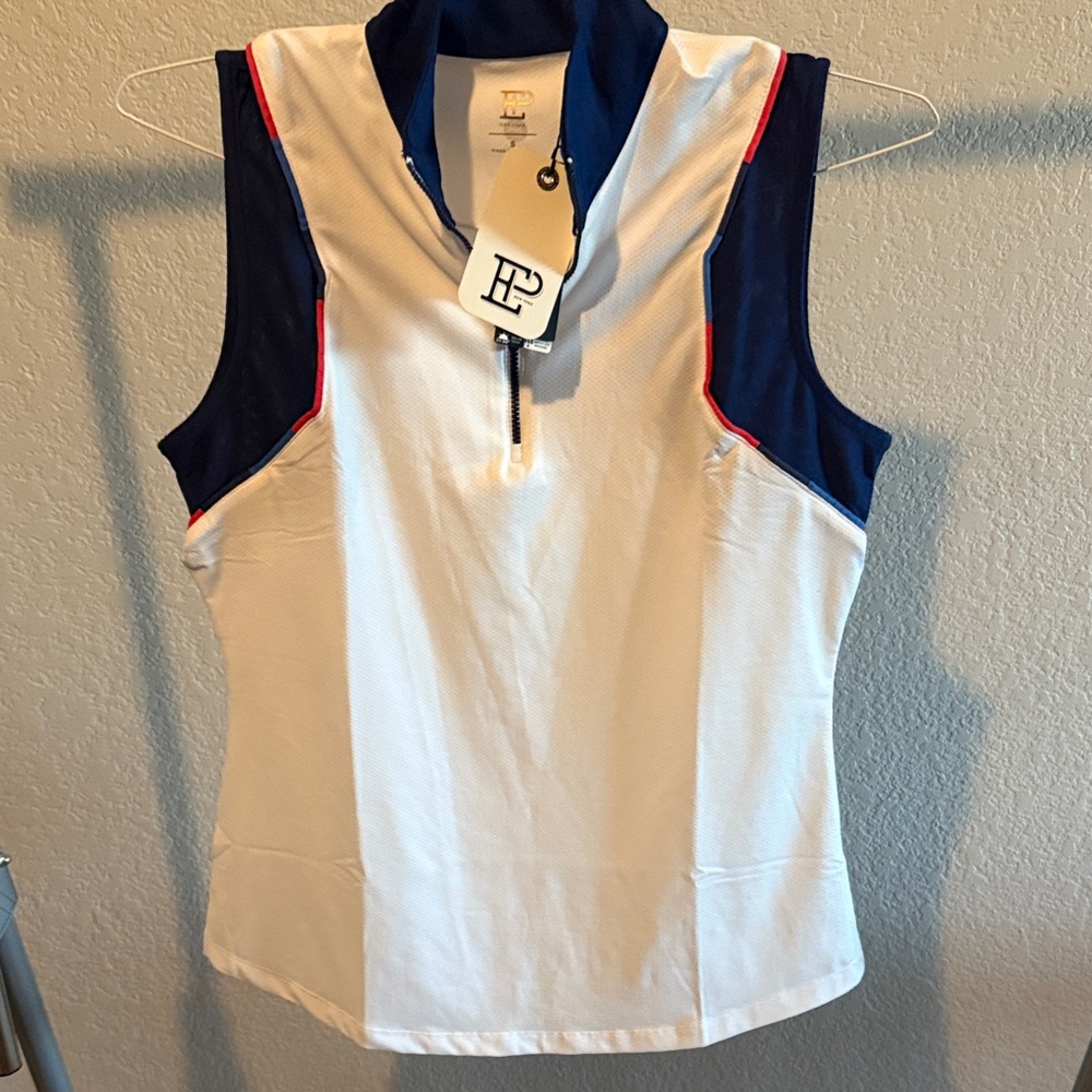 EP Pro Women's White and Red and Navy 1/4 zip Sleeveless golf shirt NWT